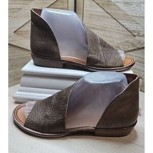 Free People‎ Mont Blanc Open Toe Sandals Brown Sz 38 Leather Slip On Spain #520